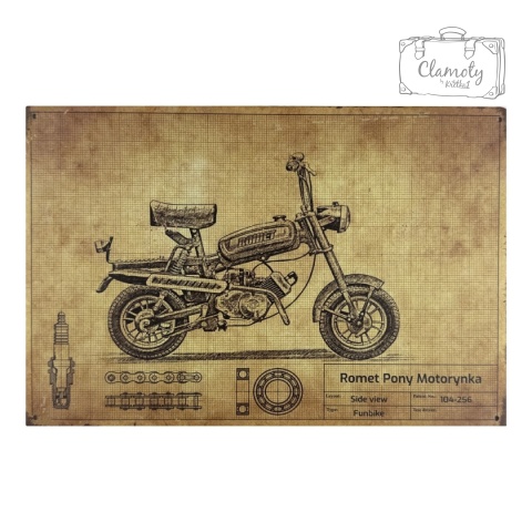 Tablica Ozdobna Blacha Romet Pony Motorynka 20x30 cm Retro Vintage