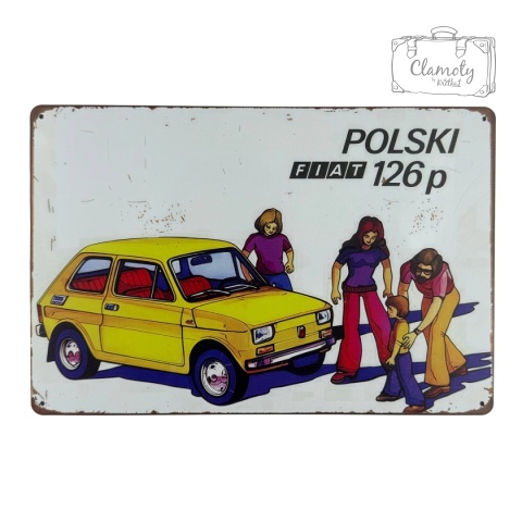 Tablica Ozdobna Blacha Polski Fiat Ikona 126P 20x30 cm Retro Vintage