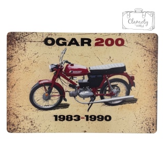 Tablica Ozdobna Blacha Ogar 200 motocykl 20x30 cm Retro Vintage Plakat