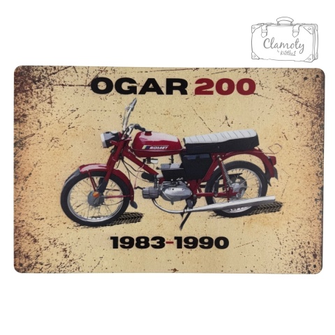 Tablica Ozdobna Blacha Ogar 200 motocykl 20x30 cm Retro Vintage Plakat
