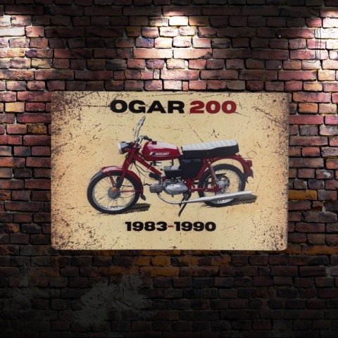Tablica Ozdobna Blacha Ogar 200 motocykl 20x30 cm Retro Vintage Plakat