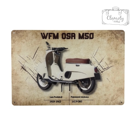 Tablica Ozdobna Blacha WFM OSA M50 Skuter20x30 cm Retro Vintage Plakat