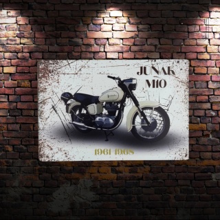 Tablica Ozdobna Blacha Junak M10 Polski Motocykl 20x30 cm Retro Vintage