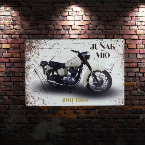 Tablica Ozdobna Blacha Junak M10 Polski Motocykl 20x30 cm Retro Vintage