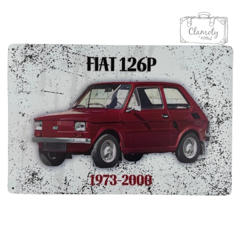 Tablica Ozdobna Blacha Fiat 126p Czerwony Klasyk 20x30 cm Retro Vintage