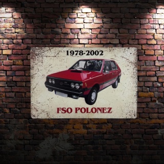 Tablica Ozdobna Blacha FSO Polonez czerwony 20x30 cm Retro Vintage