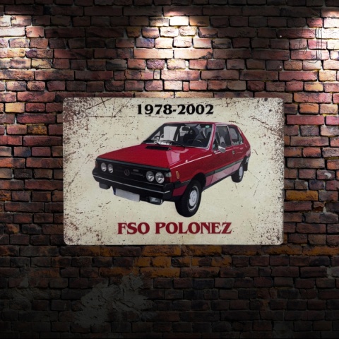 Tablica Ozdobna Blacha FSO Polonez czerwony 20x30 cm Retro Vintage
