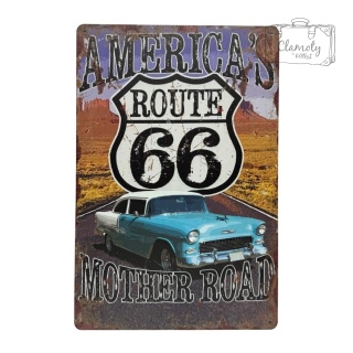 Tablica Ozdobna Blacha America's Route 66 USA 20x30 cm Retro Vintage