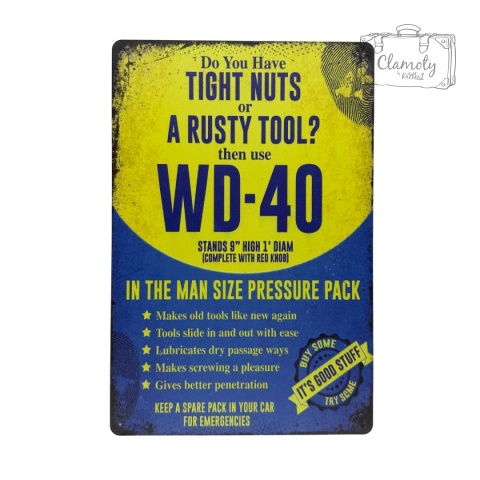 Tablica Ozdobna Blacha WD 40 Smar 20x30 cm Retro Vintage pPakat Metalowy