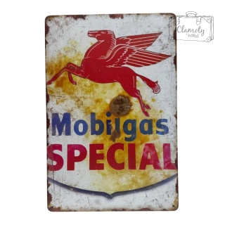 Tablica Ozdobna Blacha Mobilgas Specjal USA 20x30 cm Retro Vintage