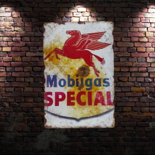 Tablica Ozdobna Blacha Mobilgas Specjal USA 20x30 cm Retro Vintage