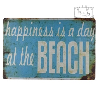 Tablica Ozdobna Blacha Beach Happiness 20x30 cm Retro Vintage Plakat