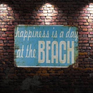 Tablica Ozdobna Blacha Beach Happiness 20x30 cm Retro Vintage Plakat