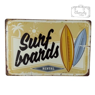 Tablica Ozdobna Blacha Surf Board Rental 20x30 cm Retro Vintage Plakat