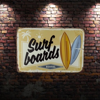 Tablica Ozdobna Blacha Surf Board Rental 20x30 cm Retro Vintage Plakat