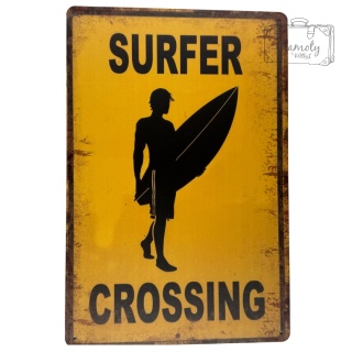 Tablica Ozdobna Blacha Surfer Crossing 20x30 cm Retro Vintage