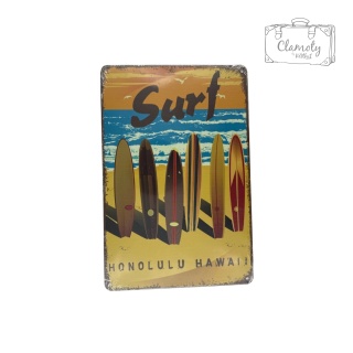 Tablica Ozdobna Blacha Surf Honolulu Hawaii 20x30 cm Retro Vintage