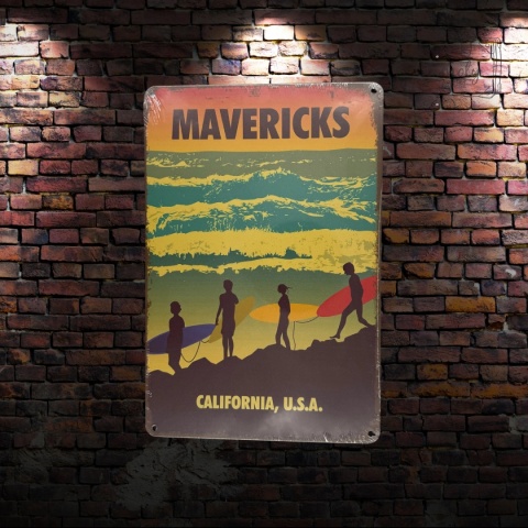 Tablica Ozdobna Blacha Mavericks California 20x30 cm Retro Vintage