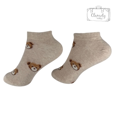 Skarpetki Skarpety Damskie Bawełniane Do Kostki Beżowe W Misie 36-40