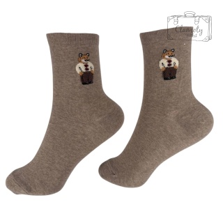 Skarpetki Skarpety Długie Damskie Bawełniane Brązowe Z Liskiem 36-40