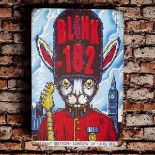 Tablica Ozdobna Blacha Blink 182 Kot Punk Rock 20x30 cm Retro Vintage