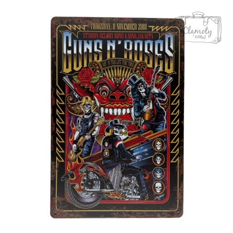 Tablica Ozdobna Blacha Guns N'Roses Rock 20x30 cm Retro Vintage Plakat