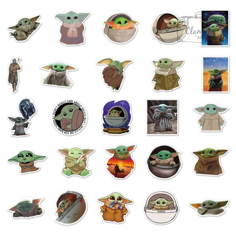 Zestaw Naklejek Wlepki StickerBomb baby yoda star wars grogu N611/326