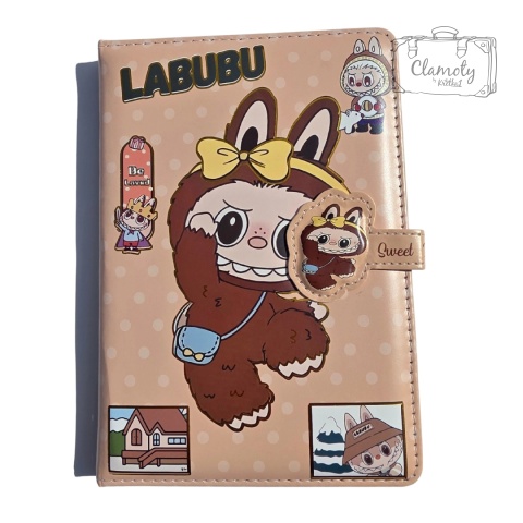 Zeszyt Notes Planner A5 W Twardej Okładce Ciemny Beż Kolorowe Kartki Labubu