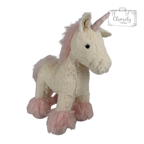 Maskotka Pluszowa Pluszak Zabawka Biało Różowy Unicorn Jednorożec 40Cm