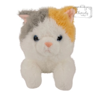 Maskotka Pluszowa Pluszak Zabawka Biało Szaro Rudy Kot Kotek 45cm