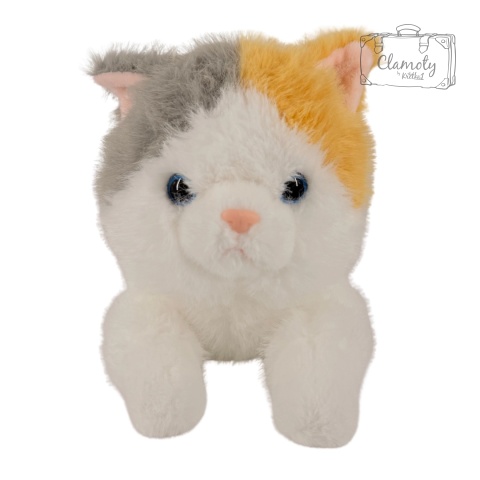 Maskotka Pluszowa Pluszak Zabawka Biało Szaro Rudy Kot Kotek 45cm