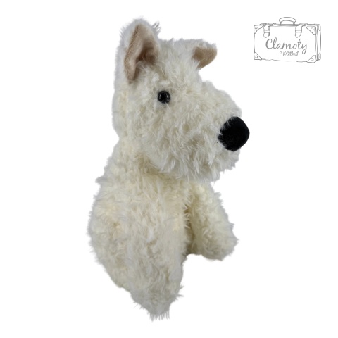 Maskotka Pluszowa Pluszak Zabawka Biały Piesek Pies Włochaty 27Cm