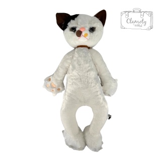 Maskotka Pluszowa Pluszak Zabawka Biały Kot Czarne Uszko 40cm