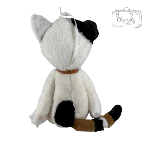 Maskotka Pluszowa Pluszak Zabawka Biały Kot Czarne Uszko 40cm
