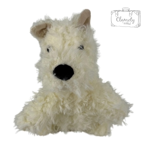 Maskotka Pluszowa Pluszak Zabawka Biały Piesek Pies Włochaty 37Cm