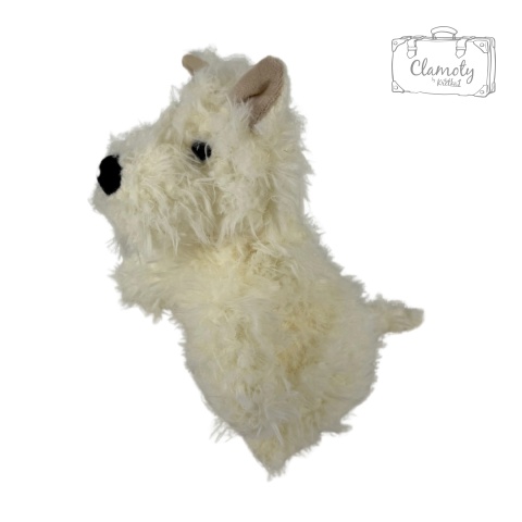 Maskotka Pluszowa Pluszak Zabawka Biały Piesek Pies Włochaty 37Cm