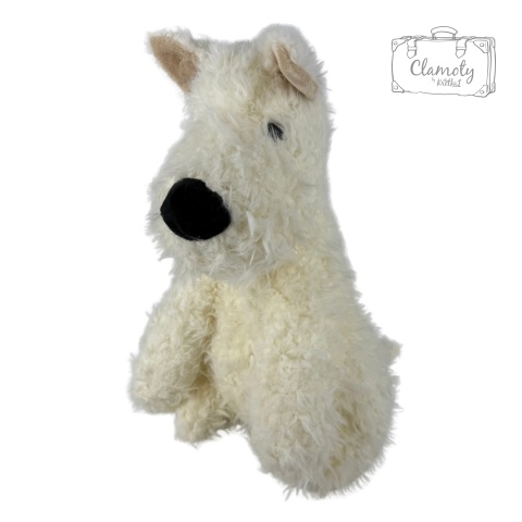 Maskotka Pluszowa Pluszak Zabawka Biały Piesek Pies Włochaty 37Cm