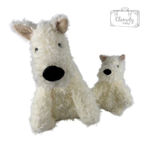 Maskotka Pluszowa Pluszak Zabawka Biały Piesek Pies Włochaty 37Cm