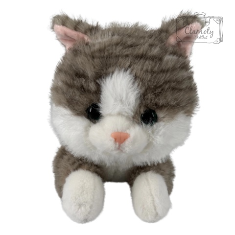 Maskotka Pluszowa Pluszak Zabawka Biało Szary Kotek W Prążki 45Cm