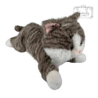 Maskotka Pluszowa Pluszak Zabawka Biało Szary Kotek W Prążki 45Cm
