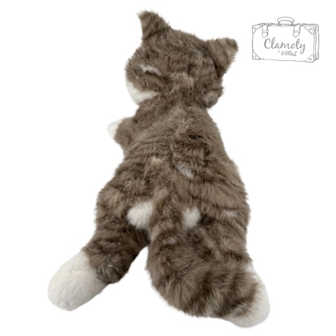 Maskotka Pluszowa Pluszak Zabawka Biało Szary Kotek W Prążki 45Cm