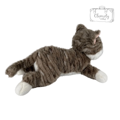 Maskotka Pluszowa Pluszak Zabawka Biało Szary Kotek W Prążki 45Cm