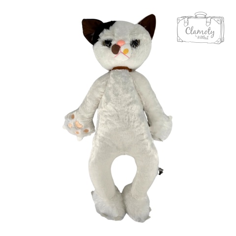 Maskotka Pluszowa Pluszak Zabawka Biały Kot Czarne Uszko 60cm