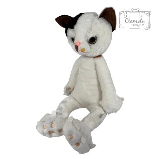 Maskotka Pluszowa Pluszak Zabawka Biały Kot Czarne Uszko 60cm