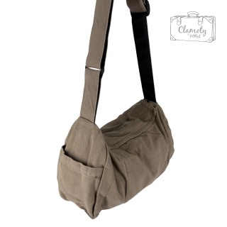 Torba Torebka Damska Listonoszka Z Klapą Ciemny Beż Na Suwak Długe Ramie