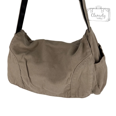 Torba Torebka Damska Listonoszka Z Klapą Ciemny Beż Na Suwak Długe Ramie