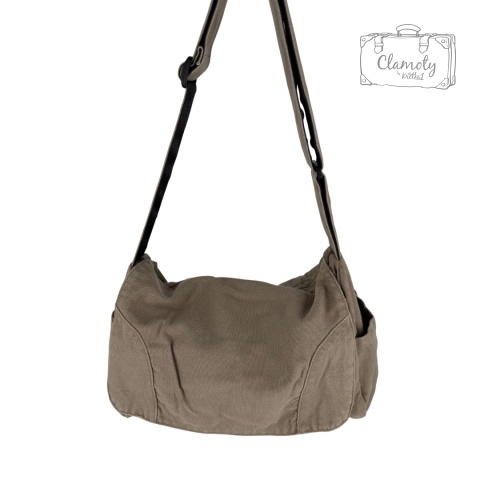 Torba Torebka Damska Listonoszka Z Klapą Ciemny Beż Na Suwak Długe Ramie