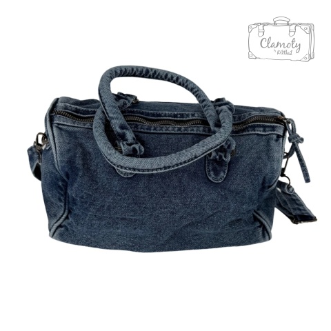 Torba Torebka Damska Ciemno Jeansowa Na Suwak Dwa Ramiączka Retro