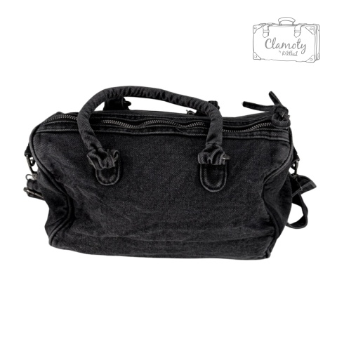 Torba Torebka Damska Grafit Jeans Na Suwak Dwa Ramiączka Retro