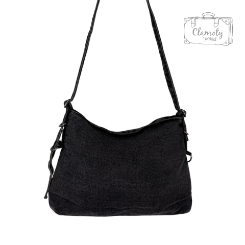 Torba Torebka Damska Grafit Jeans Na Suwak Regulowane Ramiączko 40x30 Cm